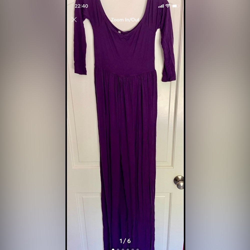 Mother Bee Maternity Deep Purple Maxi Skirt Dress